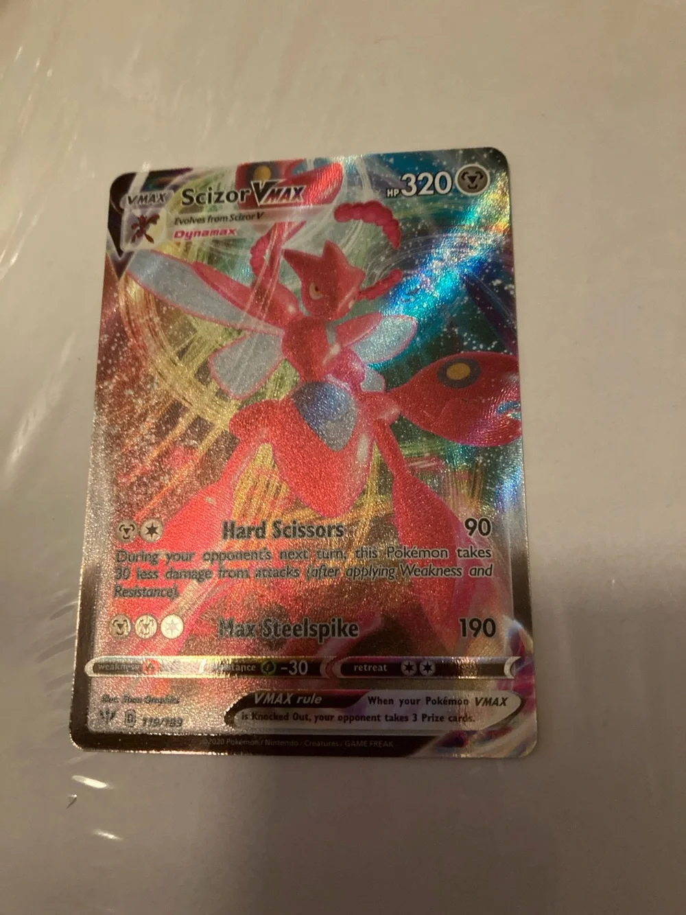 Pokemon Scizor VMAX Holo Card - Red, Silver, Pink, Black